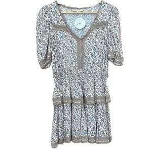 NWT Olivaceous "Baby's Breath" Taupe Floral Print Peasant Dress